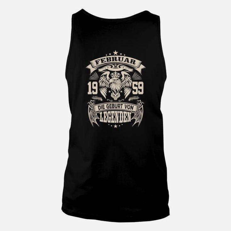 Legenden Februar 1959 Geburtstags-Unisex TankTop mit Löwenmotiv, Retro Design