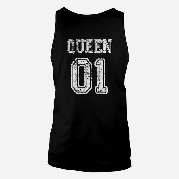 Queen 01 Schwarzes Damen Unisex TankTop mit Glitzersteinen, Modisches Top