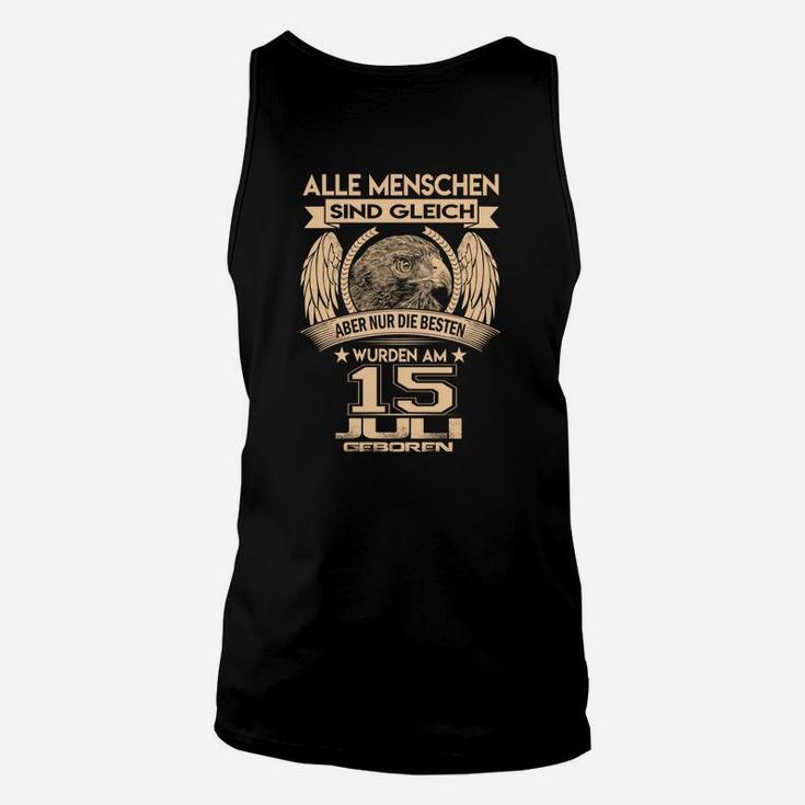 Schwarzes Adler-Geburtstags-Unisex TankTop Individuelles Datum 15. Juli Tee