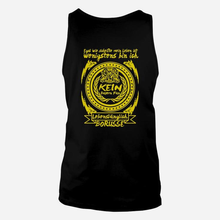 Schwarzes Fußball-Fan-Unisex TankTop mit Borussia-Emblem und Spruch