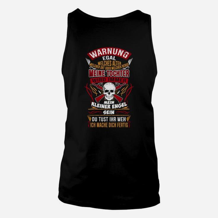 Schwarzes Herren Unisex TankTop, Warnung Vater Tochter Motiv mit Totenkopf