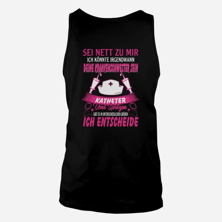 Schwarzes Krankenpflege Unisex TankTop, Lustiges Motiv mit Witzigem Spruch