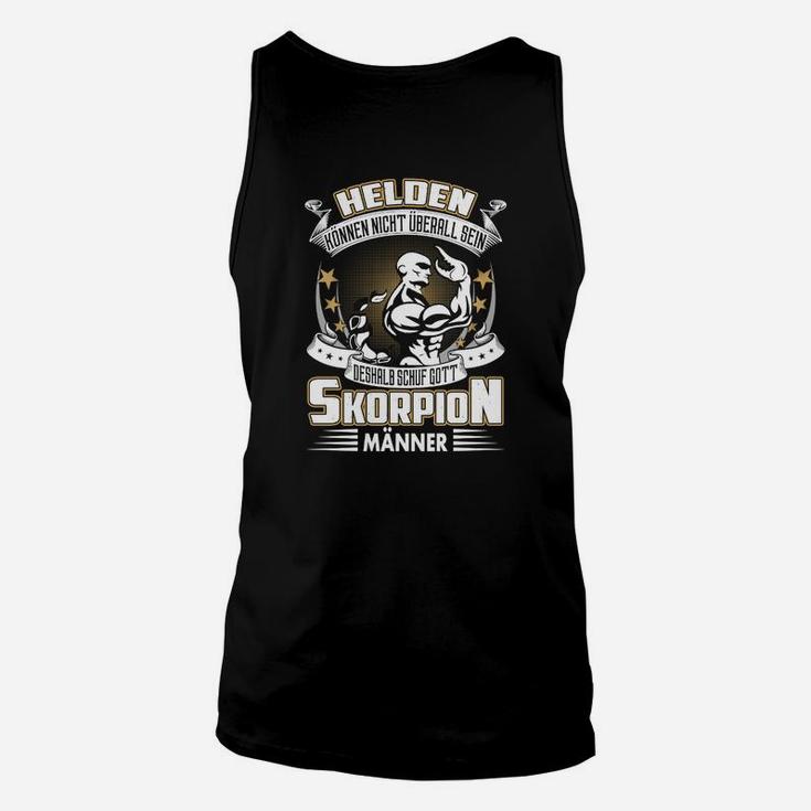 Schwarzes Skorpion Unisex TankTop für Herren mit heldenhaftem Spruch