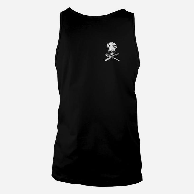 Schwarzes Unisex TankTop Chefkoch-Skelett-Design, Küchenmeister Knochenmuster