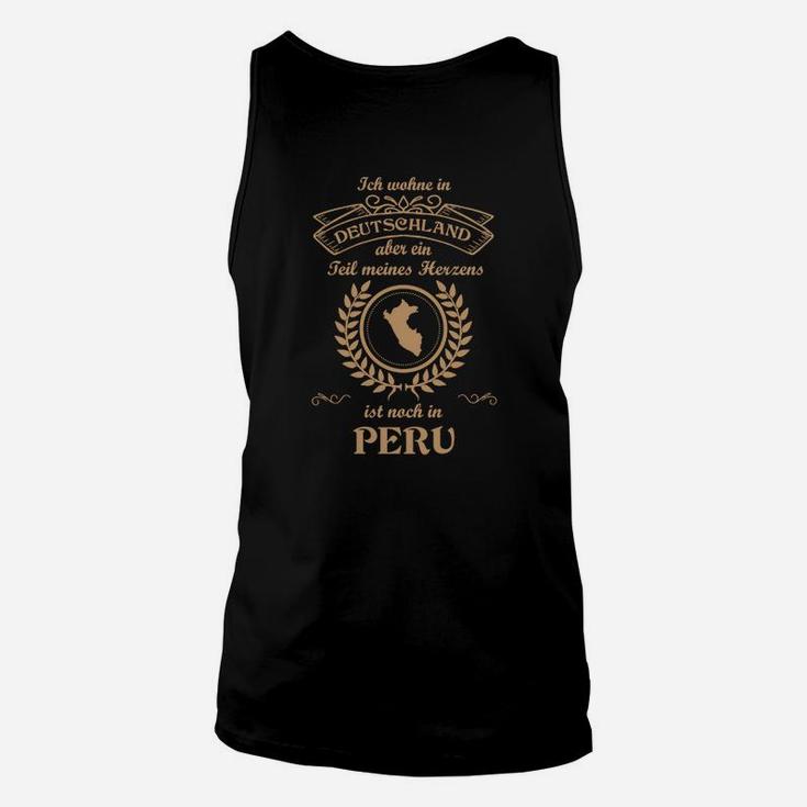 Schwarzes Unisex TankTop mit Deutsch-Peruanischem Herz-Spruch, Design für Kulturliebhaber