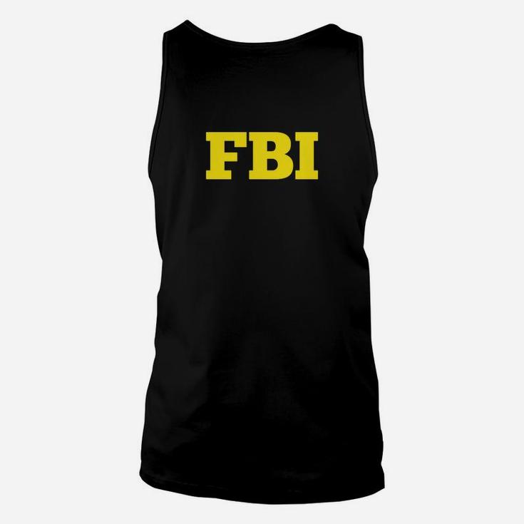 Schwarzes Unisex TankTop mit Gelbem FBI-Aufdruck, Stylisches Statement Tee