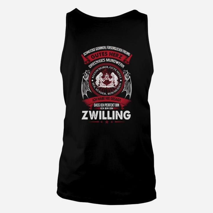 Schwarzes Zwilling Motiv Unisex TankTop für Herren, Sternzeichen Design