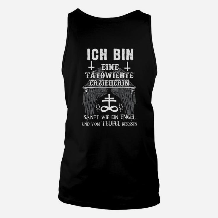 Tätowierte Erzieherin Unisex TankTop, Tattoo Motiv Schwarzes Tee für Erzieherinnen