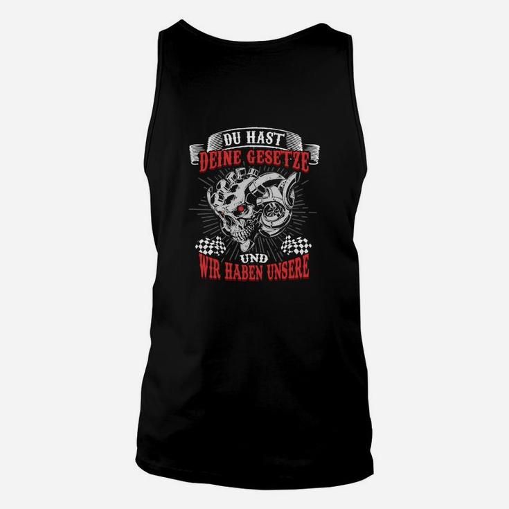 Totenkopf Spruch Unisex TankTop für Herren, Schwarz mit Motiv