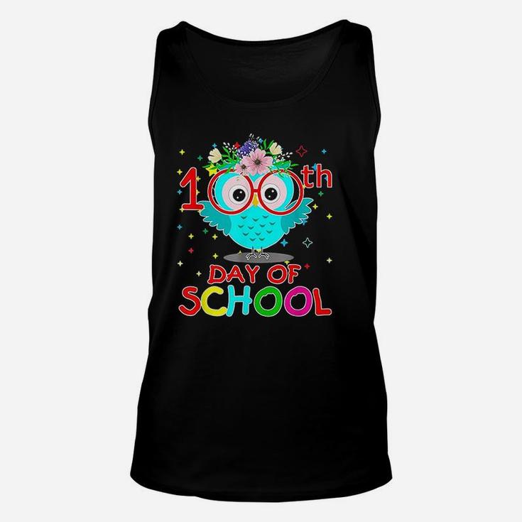 100 Days Of School Cute Owl Happy 100th Day Of School Unisex Tank Top