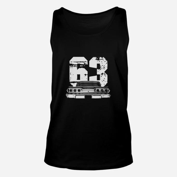 1963 Chevy Impala Back View With Year Silhouette Unisex Tank Top