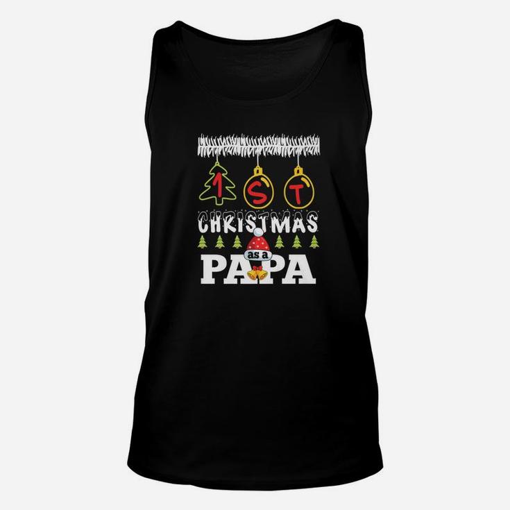 1st Christmas As A Papa Shirt Christmas Baby Announcement Unisex Tank Top