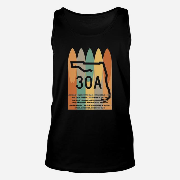30a Surfboards Towns Of 30a Unisex Tank Top