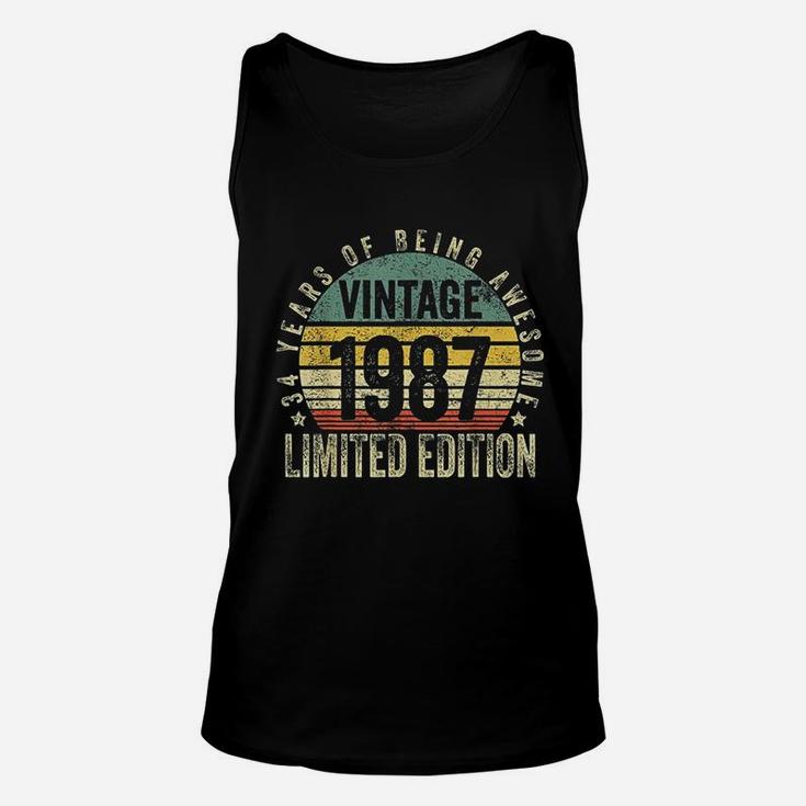 34 Year Old Gifts Vintage 1987 Unisex Tank Top