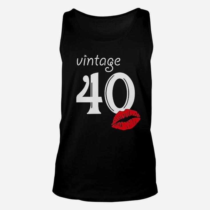 41st Birthday Gifts Women Vintage 41 1981 Tees Lipstick Funny Graphic  Unisex Tank Top