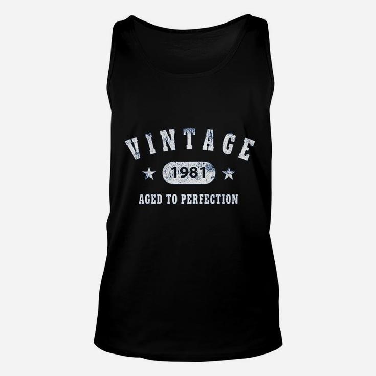 40th Birthday Vintage 1981 Aged To Perfection  Unisex Tank Top