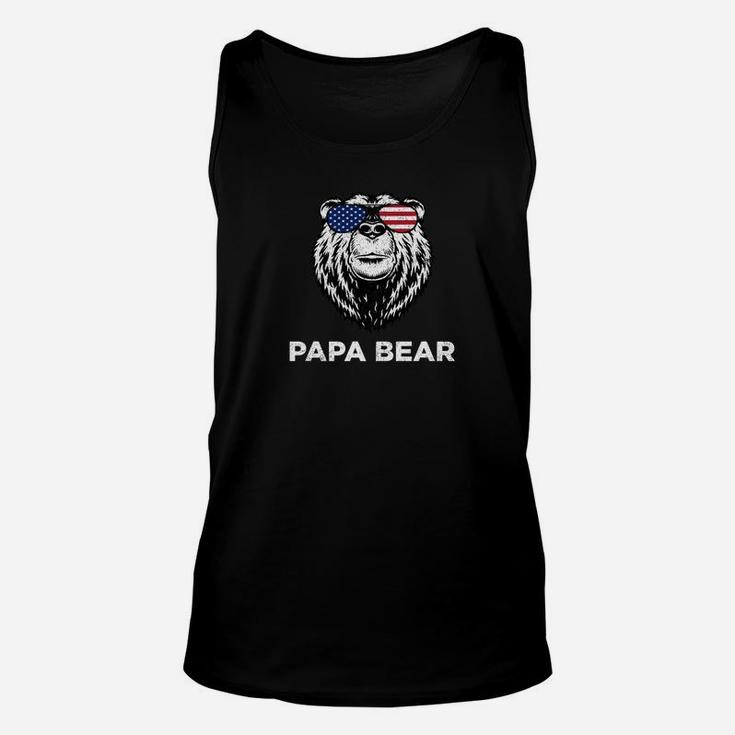 4th Of July Papa Bear American Flag Glasses Patriotic Men Premium Unisex Tank Top