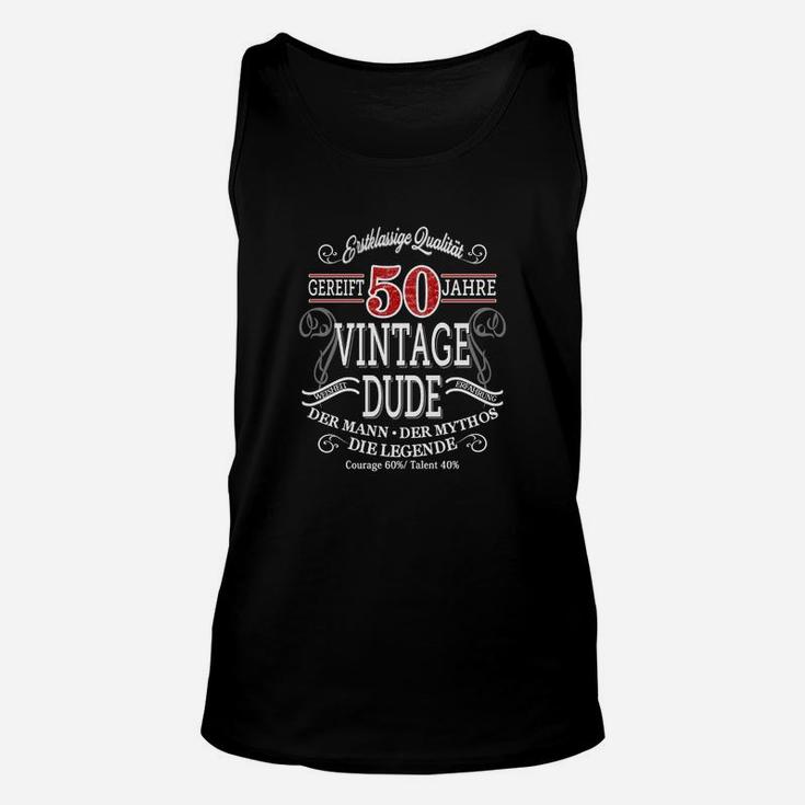 50 Jahre Vintage Dude Schwarzes Unisex TankTop für Herren, Retro Geburtstag Design