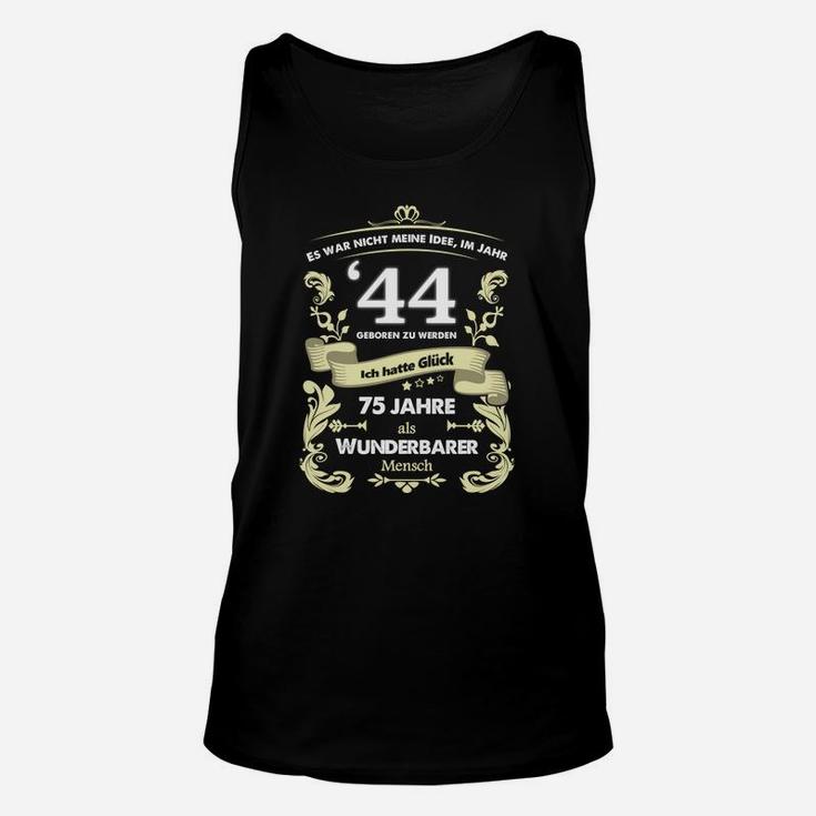 75 Jahre Wunderbarer Mensch Unisex TankTop, Jubiläums Schwarz Tee