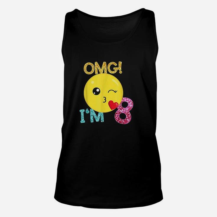 8 Yrs Old Girl Kiss Emoticon Omg I Am 8 Years Unisex Tank Top