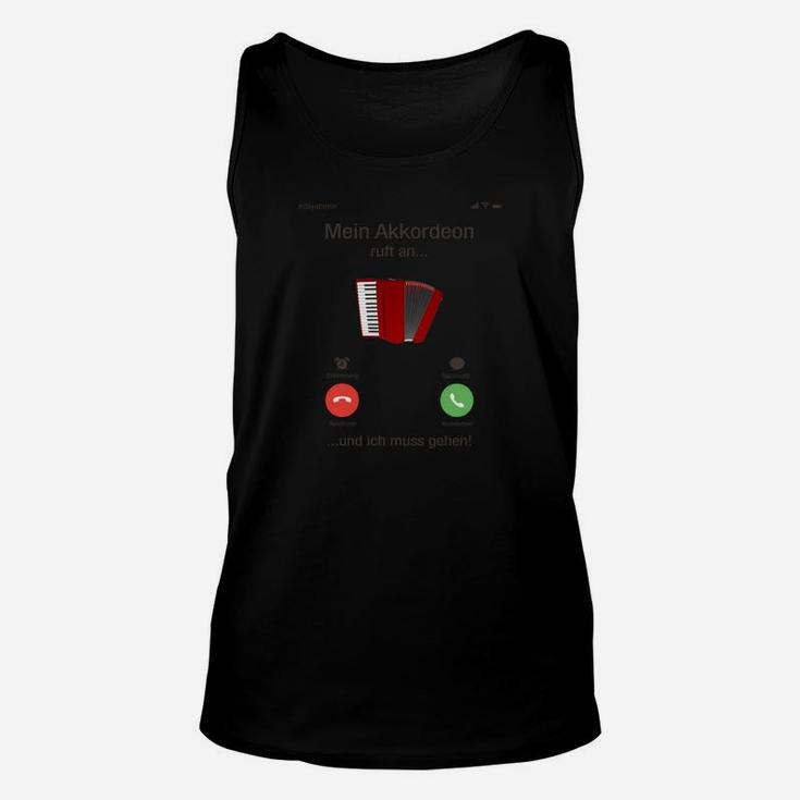 Akkordeon Motiv Schwarzes Unisex TankTop, Witziger Spruch für Musikfans