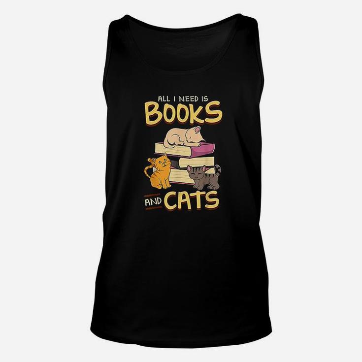 All I Need Is Books And Cats Adorable Book Obsessed Cat Unisex Tank Top