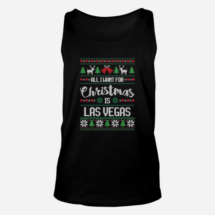 All I Want For Christmas Is Las Vegas Ugly Sweater Unisex Tank Top
