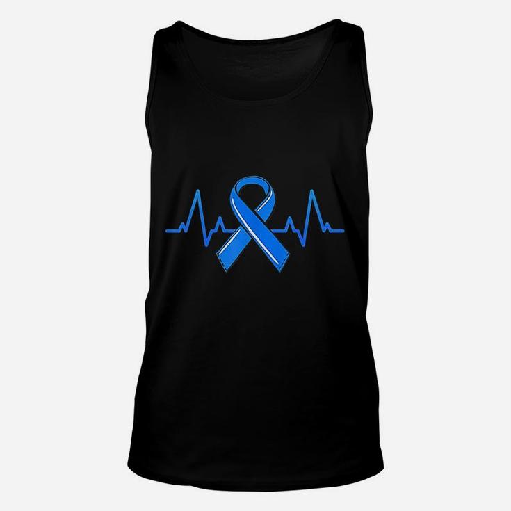 Als Heartbeat Family Blue Ribbon Awareness Warrior Gift Unisex Tank Top