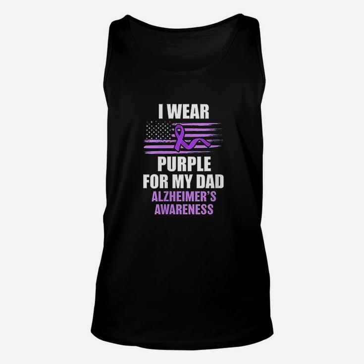 Alz I Wear Purple For My Dad Alzheimers Disease Walk Gift Unisex Tank Top