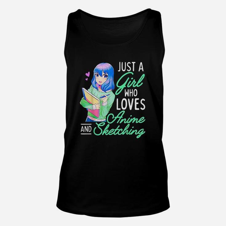 Anime And Sketching Just A Girl Who Loves Anime Drawing Unisex Tank Top