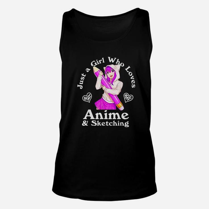 Anime And Sketching Just A Girl Who Loves Anime Unisex Tank Top