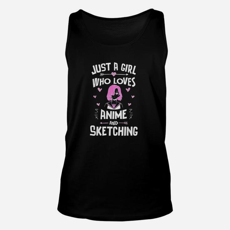 Anime And Sketching, Just A Girl Who Loves Anime Unisex Tank Top