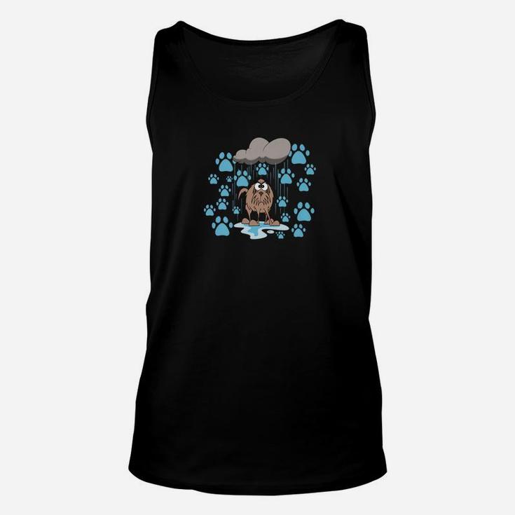 Art Funny Dog In The Rain Paw Print, gifts for dog lovers Unisex Tank Top