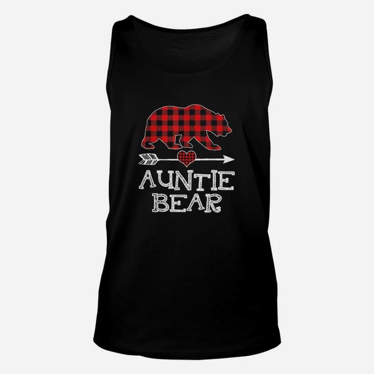 Auntie Bear Christmas Pajama Red Plaid Buffalo Family Gift Unisex Tank Top
