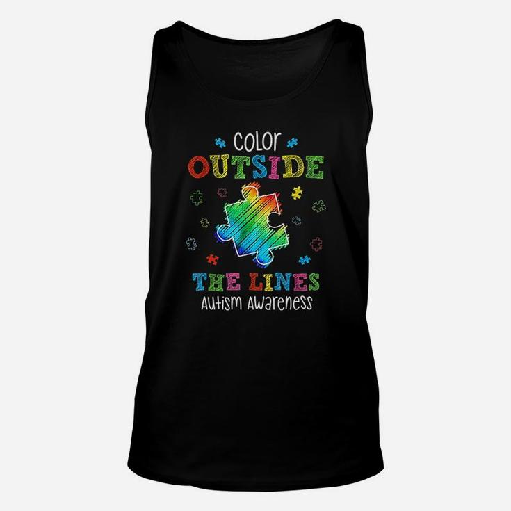 Autism Awareness Gift Colour Outside The Line Autism Unisex Tank Top