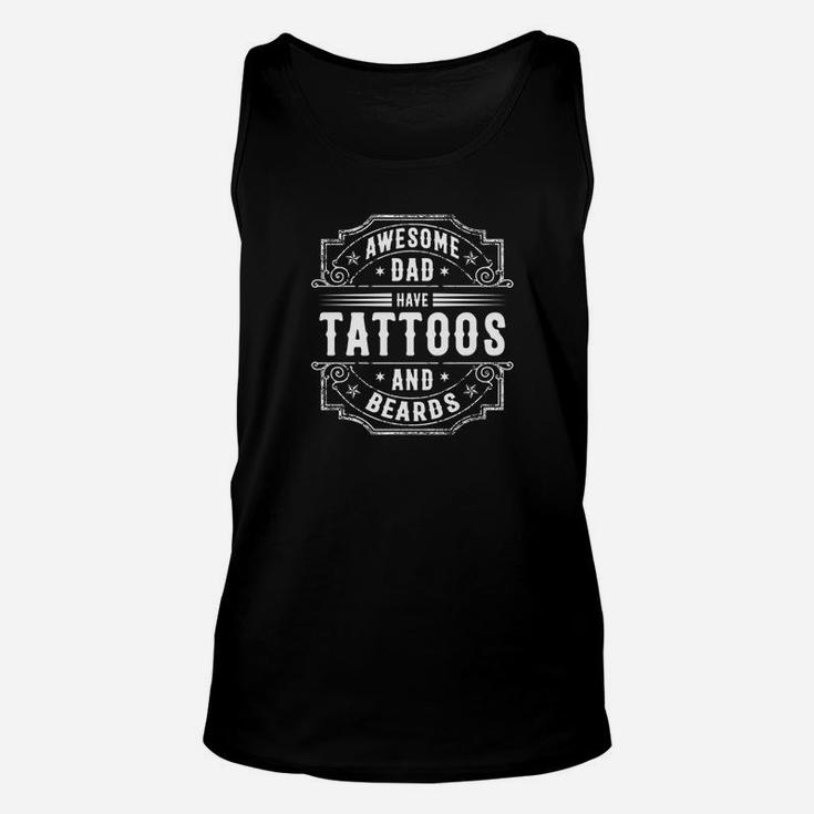 Awesome Dad Have Tattoos And Beards Cool Vintage Graphic Premium Unisex Tank Top