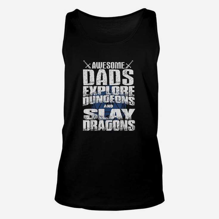 Awesome Dads Explore Dungeons D20 Tabletop Rpg Fantasy Gamer Unisex Tank Top