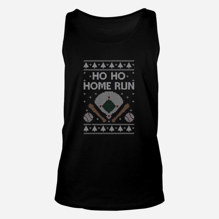 Baseball Fans Ugly Christmas Ho Ho Home Run T-Shirt Unisex Tank Top