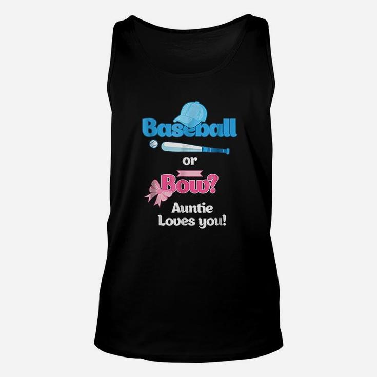 Baseball Or Bows Gender Reveal Party Auntie Loves You Unisex Tank Top