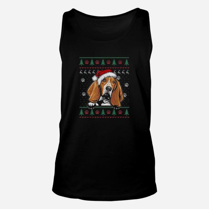 Basset Hound Christmas Ugly Sweater Dog Lover Xmas Unisex Tank Top