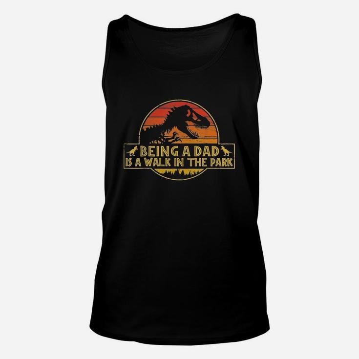 Being A Dad Is A Walk In The Park Dad Retro Sunset Unisex Tank Top