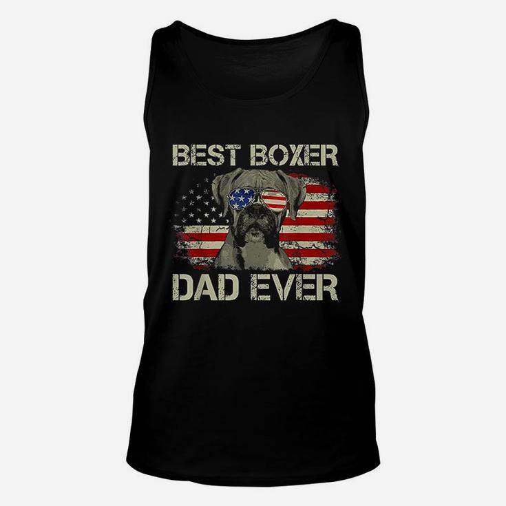Best Boxer Dad Ever Dog Lover American Flag Gift Unisex Tank Top