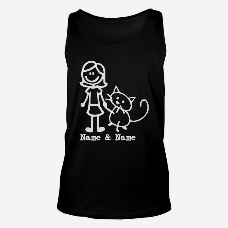 Best Friends For Life Name And Name Girl And Cat Unisex Tank Top