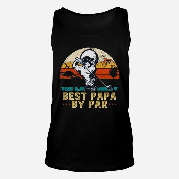 - Best Papa By Par Funny Golf Dad Vintage Sunset Humor Unisex Tank Top