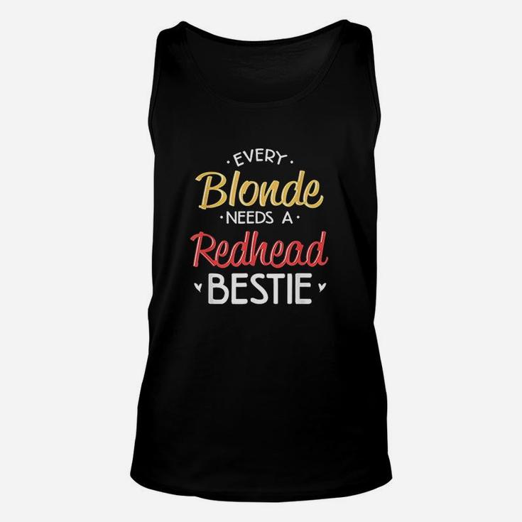 Bestie Every Blonde Needs A Redhead Bff Friend Heart Unisex Tank Top