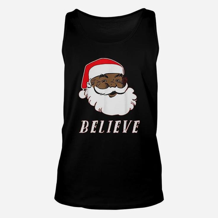 Black African American Christmas Santa Believe Unisex Tank Top