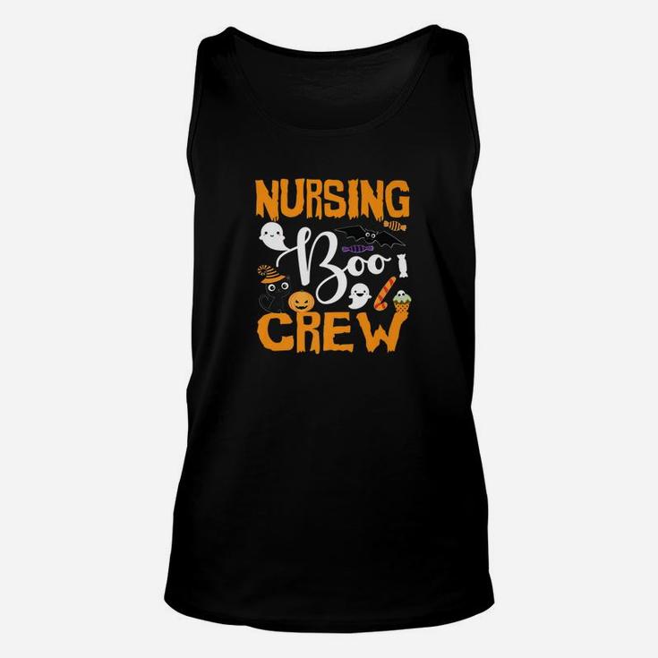 Black Cat Pumpkin Candy Ghost Nursing Boo Crew Unisex Tank Top
