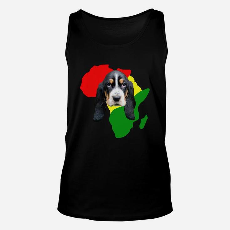 Black History Month African Map Basset Hound Gift For Pet Lovers Proud Black Unisex Tank Top