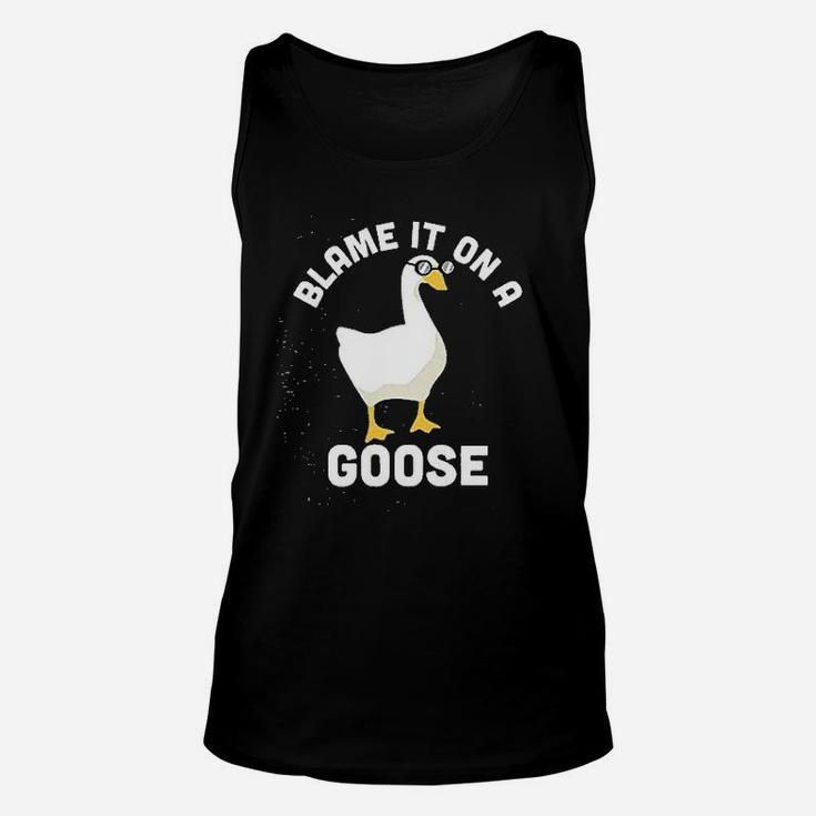 Blame It On A Goose Funny Video Game Meme Graphic Unisex Tank Top