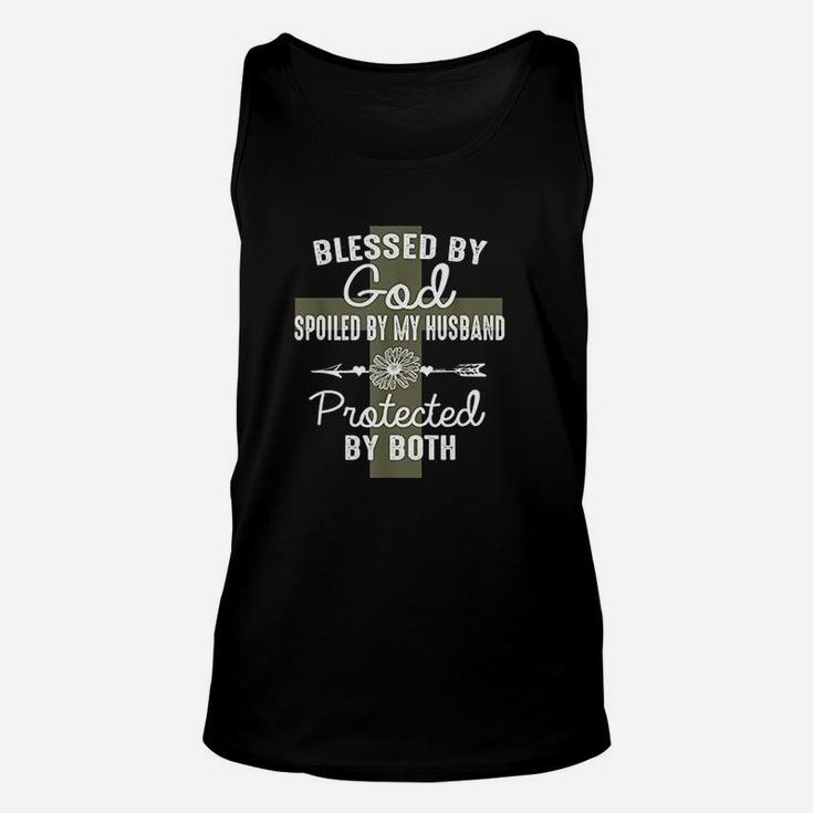 Blessed By God Spoiled By Husband Christian Wife Gift Unisex Tank Top
